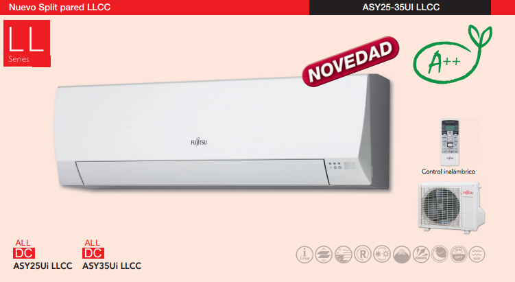 Nuevo aire acondicionado split pared Fujitsu Serie LL