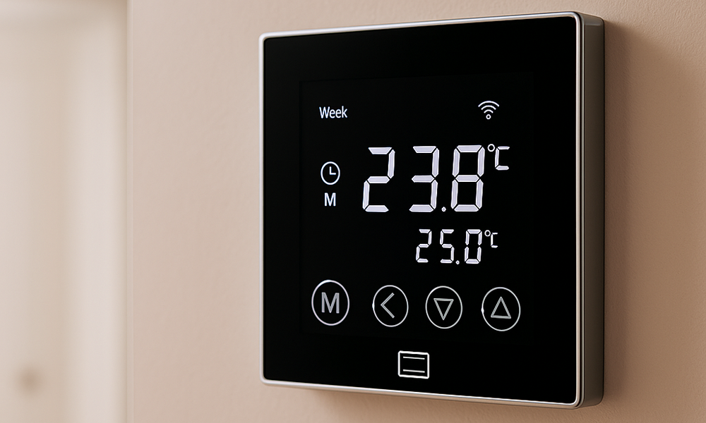 Termostato digital inteligente para zonificación de suelo radiante con control por habitación